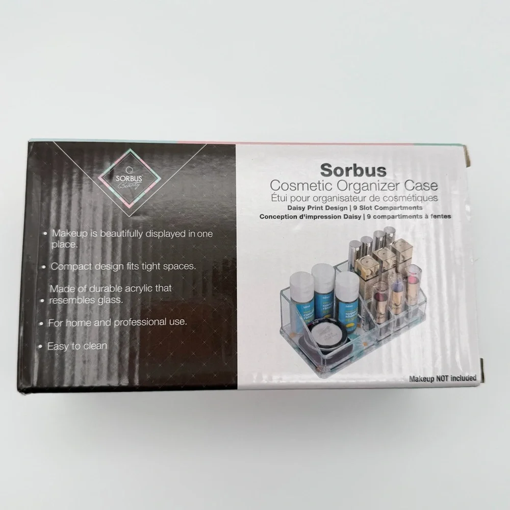 Sorbus Cosmetic Organizer‎ Acrylic Daisy Print 9-Slot Makeup Storage Case